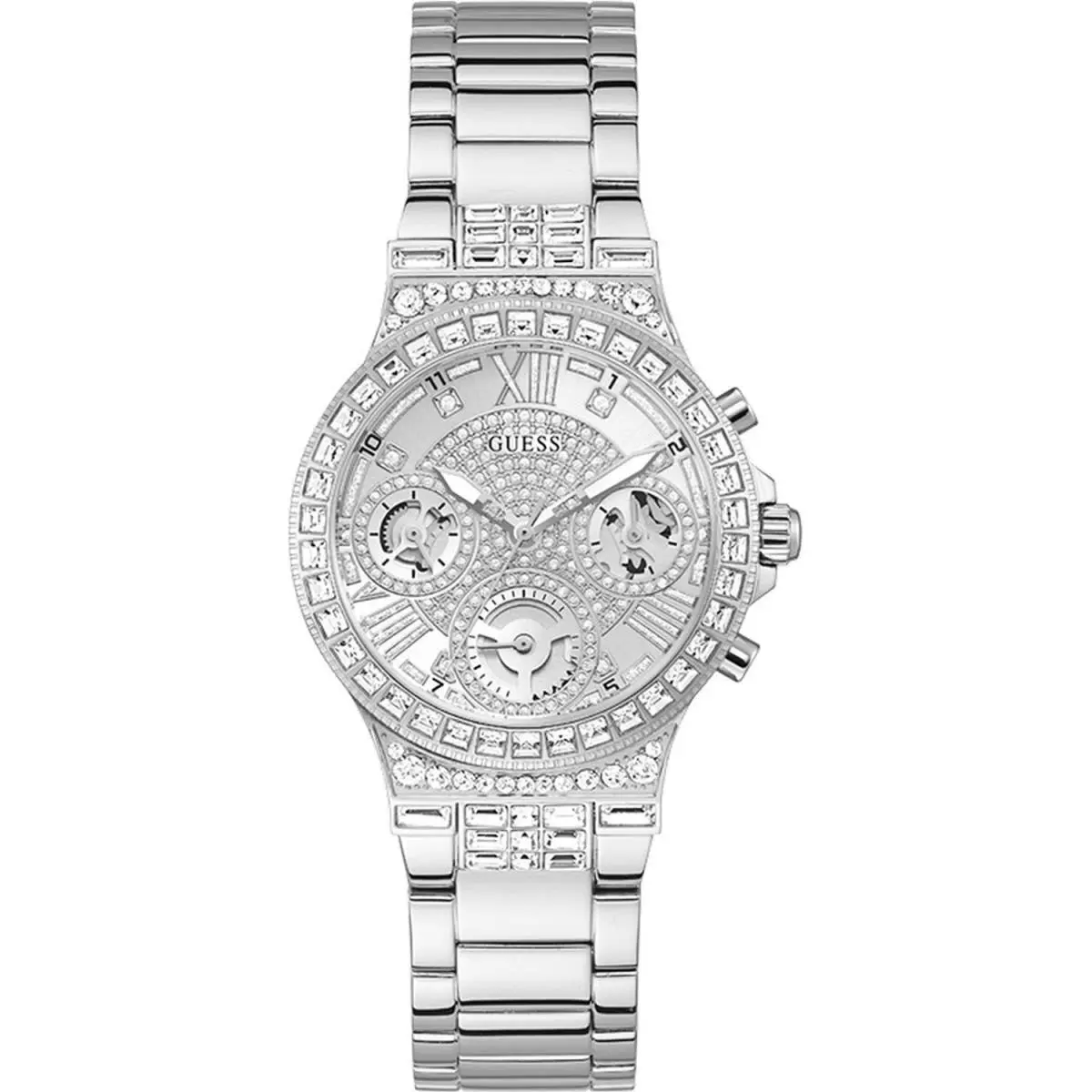 Guess Ladies Moonlight Multifunction Diamonds Silver Dial Watch - GW0320L1
