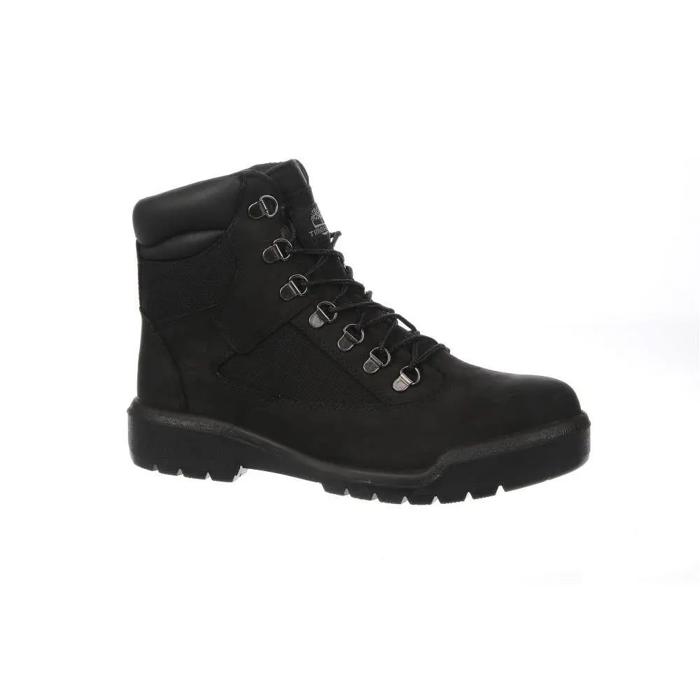 Timberland Men`s 6-Inch Waterproof Field Boot Black Black Boots All Sizes