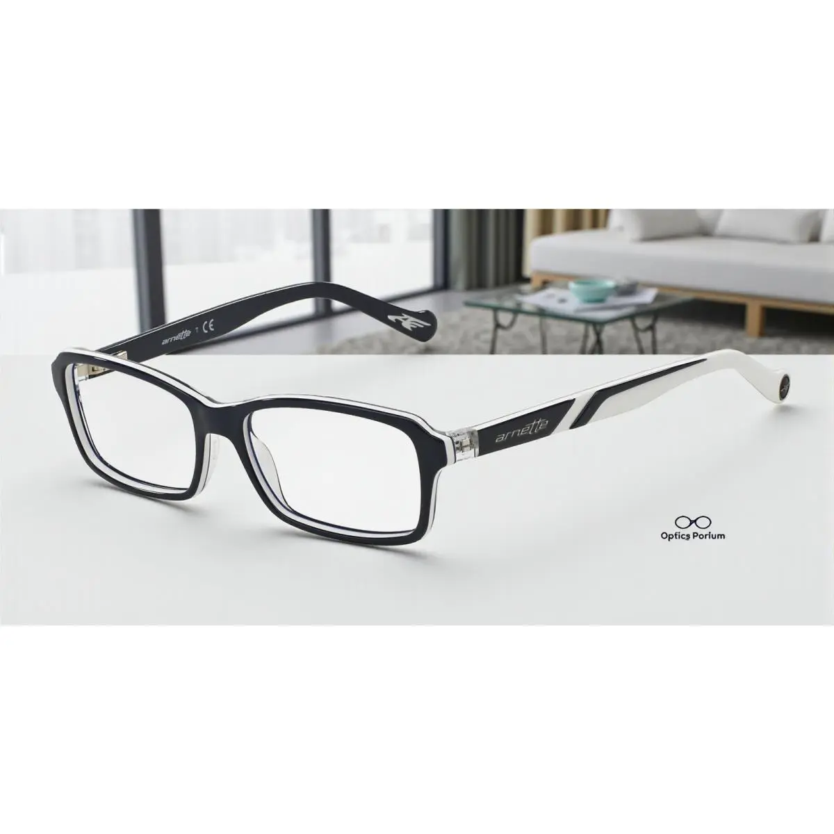 Arnette AN7078 1097 Tempo Rectangle Blue White Demo Lens 49 mm Men`s Eyeglasses