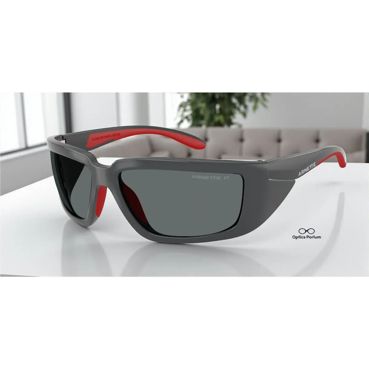Arnette AN4355 284181 Taggit Grey Red Rubber Grey Polarized 62mm Men Sunglasses