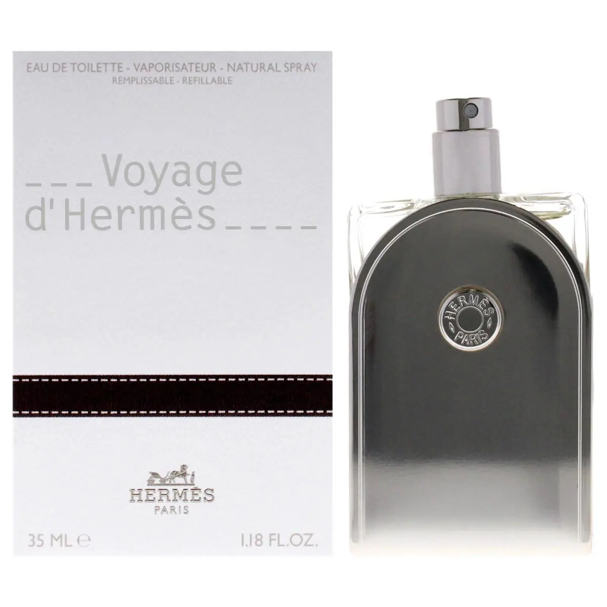 2 Pack Voyage Dhermes by Hermes For Unisex - 1.18 oz Edt Spray Refillable