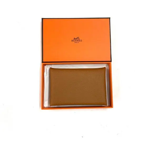 Hermès Gold Calvi Card Holder - Epsom B with Box and Coa Hermes