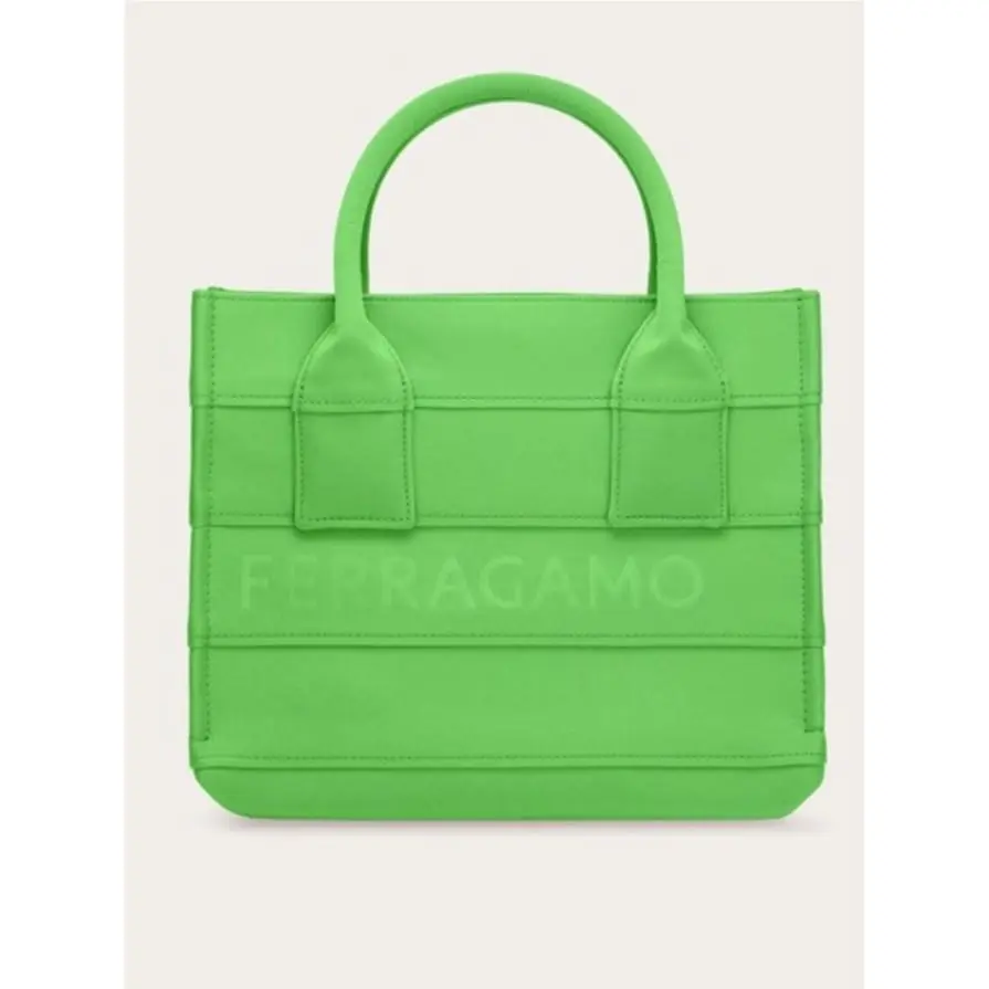 Salvatore Ferragamo Tote Bag with Signature Top Handle Green Logo