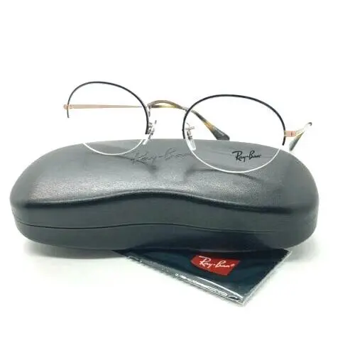 Ray-ban Oval Half Rimless Eyeglasses RB6547 3035 52 22 145 Rose Gold Unisex by Ray-Ban