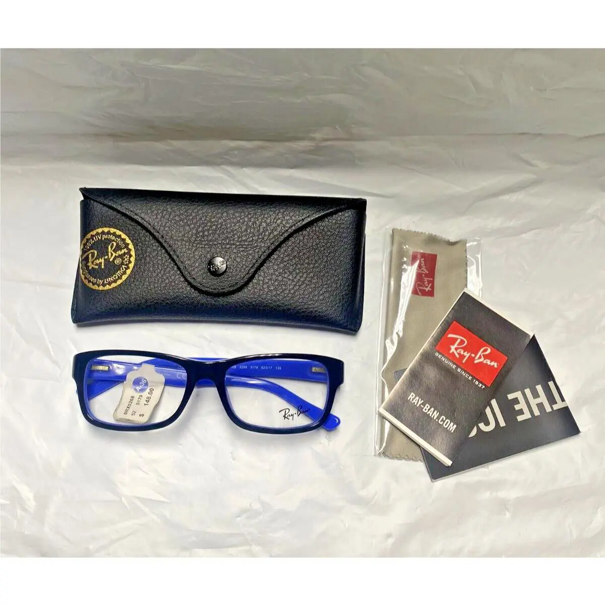 Ray Ban RB5268 Eyeglass Frames - 5179 Black/ Blue - 52-17-135 - Demo Lenses