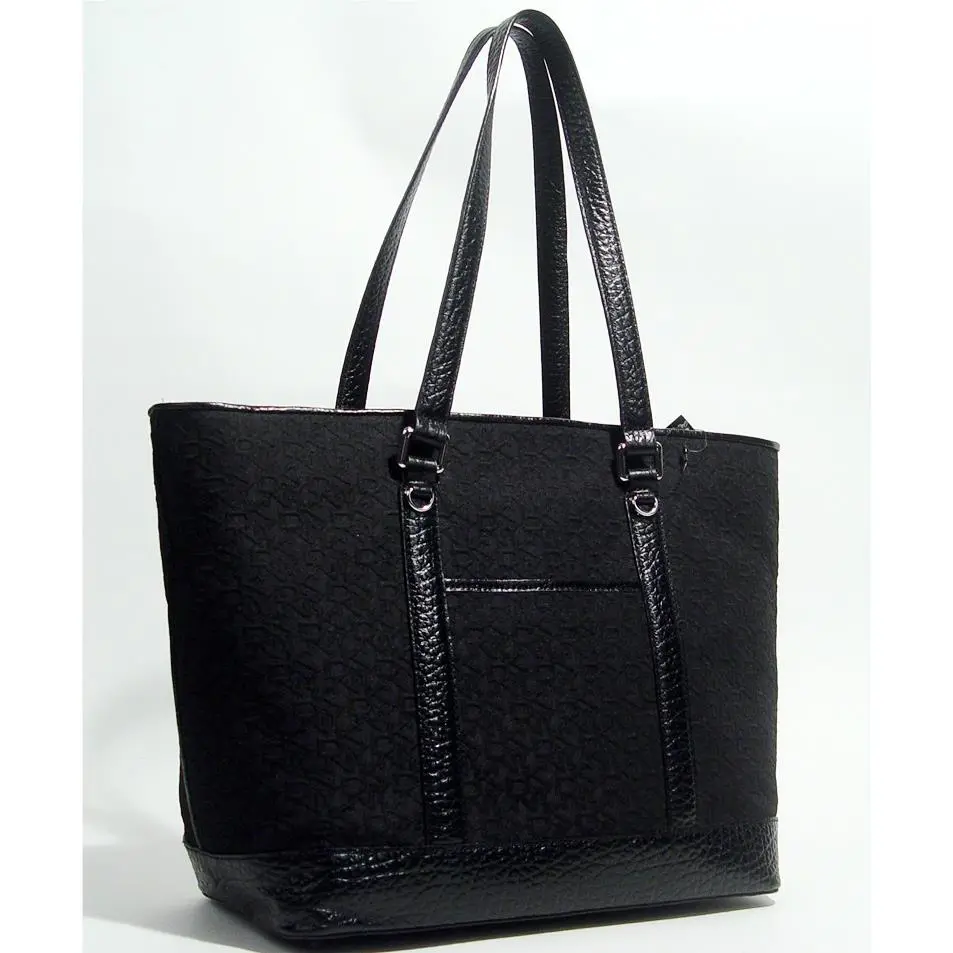 Dkny Signature Jacquard Large Travel Shopper Working Tote Bag Hadbag - Black