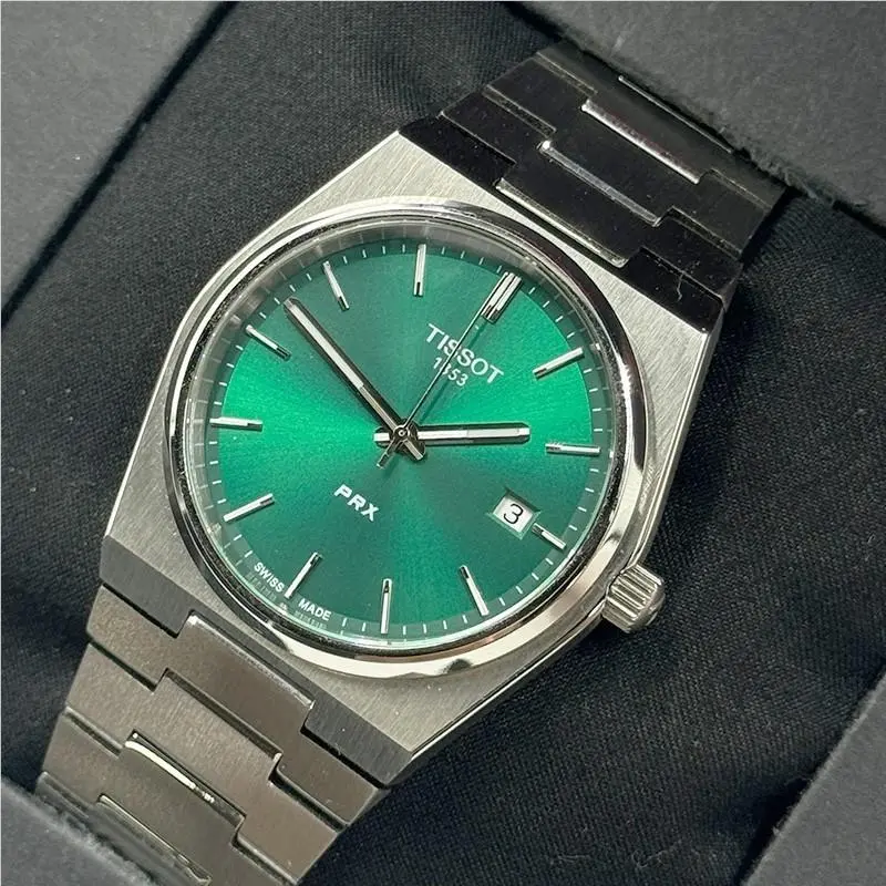 Tissot Prx T137.410.11.091.00 Green Dial Men`s Quartz Watch 40mm