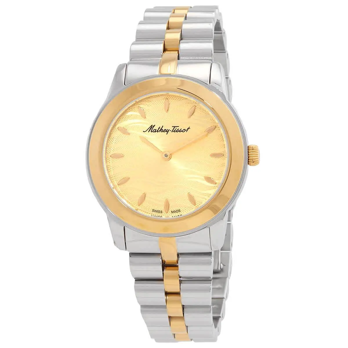 Mathey-tissot Artemis Quartz Champagne Dial Ladies Watch D10860BDI - Dial: Champagne, Band: Two-tone (Silver-tone and Yellow Gold PVD ), Bezel: Silver-tone