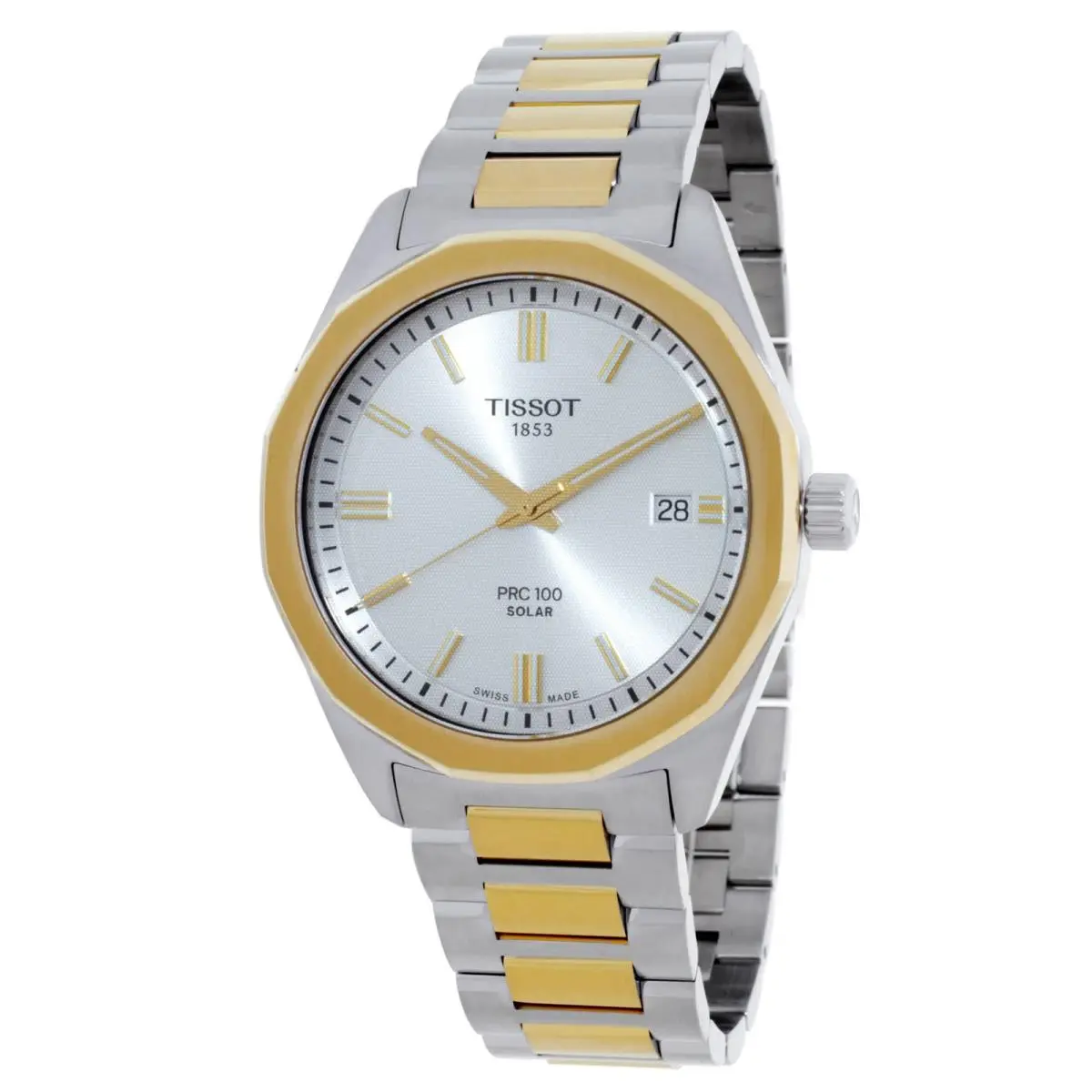 Tissot Prc 1000 Quartz Solar Silver Dial Men`s Watch T151.422.22.031.00 - Dial: Silver, Band: Two-tone (Silver-tone and Yellow Gold-tone), Bezel: Silver-tone