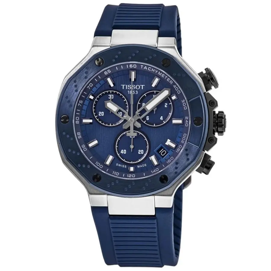 T-race Chronograph Blue Dial Rubber Men`s Watch T141.417.27.041.00 by Tissot
