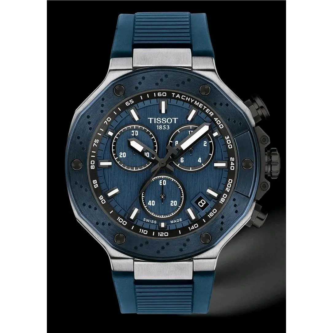 Tissot T-race Chronograph Blue Dial Rubber Men`s Watch T141.417.27.041.00