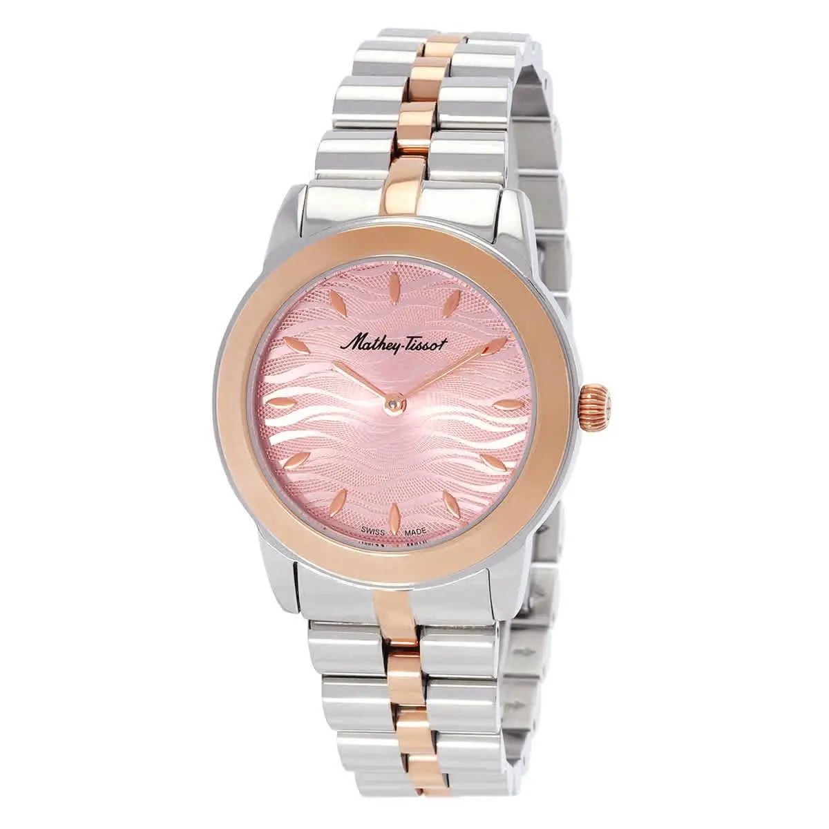 Mathey-tissot Artemis Quartz Pink Dial Ladies Watch D10860BPK - Dial: Pink, Band: Two-tone (Silver-tone and Rose Gold PVD), Bezel: Silver-tone