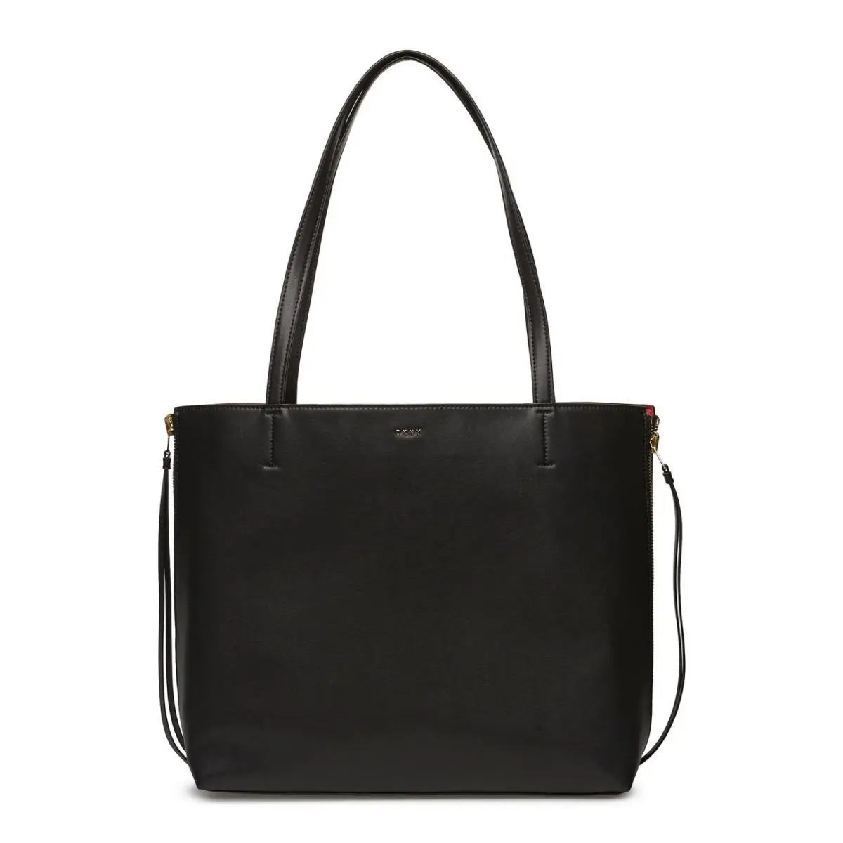 Dkny XL Tote Reversible Leather Shoulder-bag Zip-down Black or Taupe Tech-sleeve