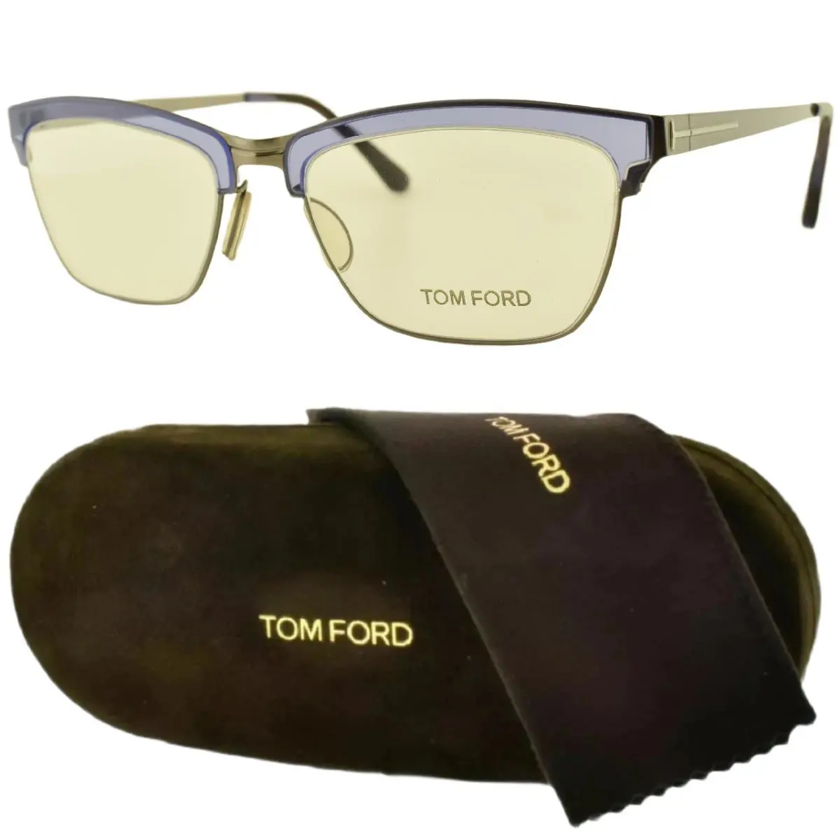 Tom Ford TF5392 080 Silver Lilac Rectangle Full Rim Optical Frame Eyeglasses