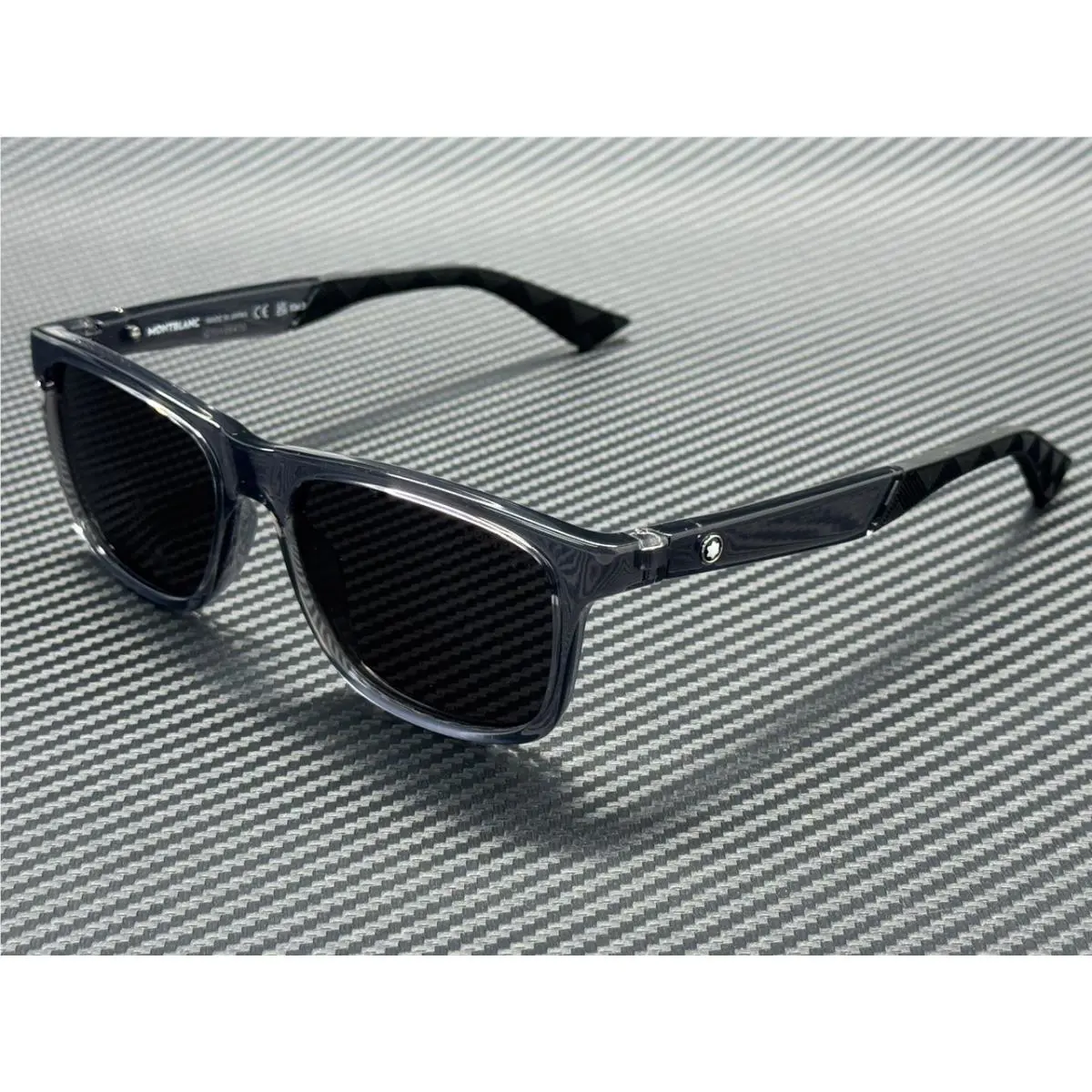 Montblanc Mont Blanc MB0432S 003 Grey Transparent Men`s Extra Large 55 mm Sunglasses