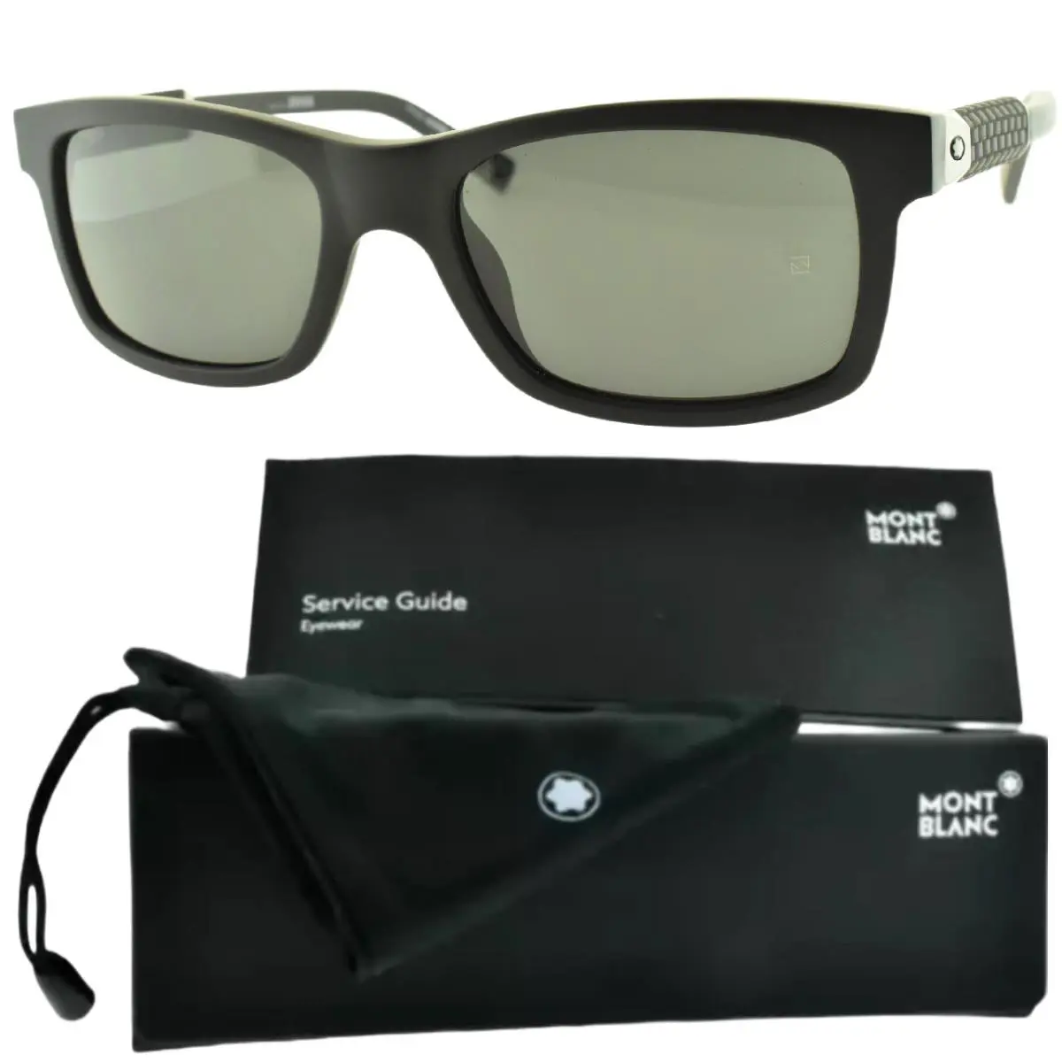 Montblanc Mont Blanc MB 646S 02A 54-19-140 Black Rectangle Full Rim Mens Sunglasses - Frame: Black, Lens: Gray