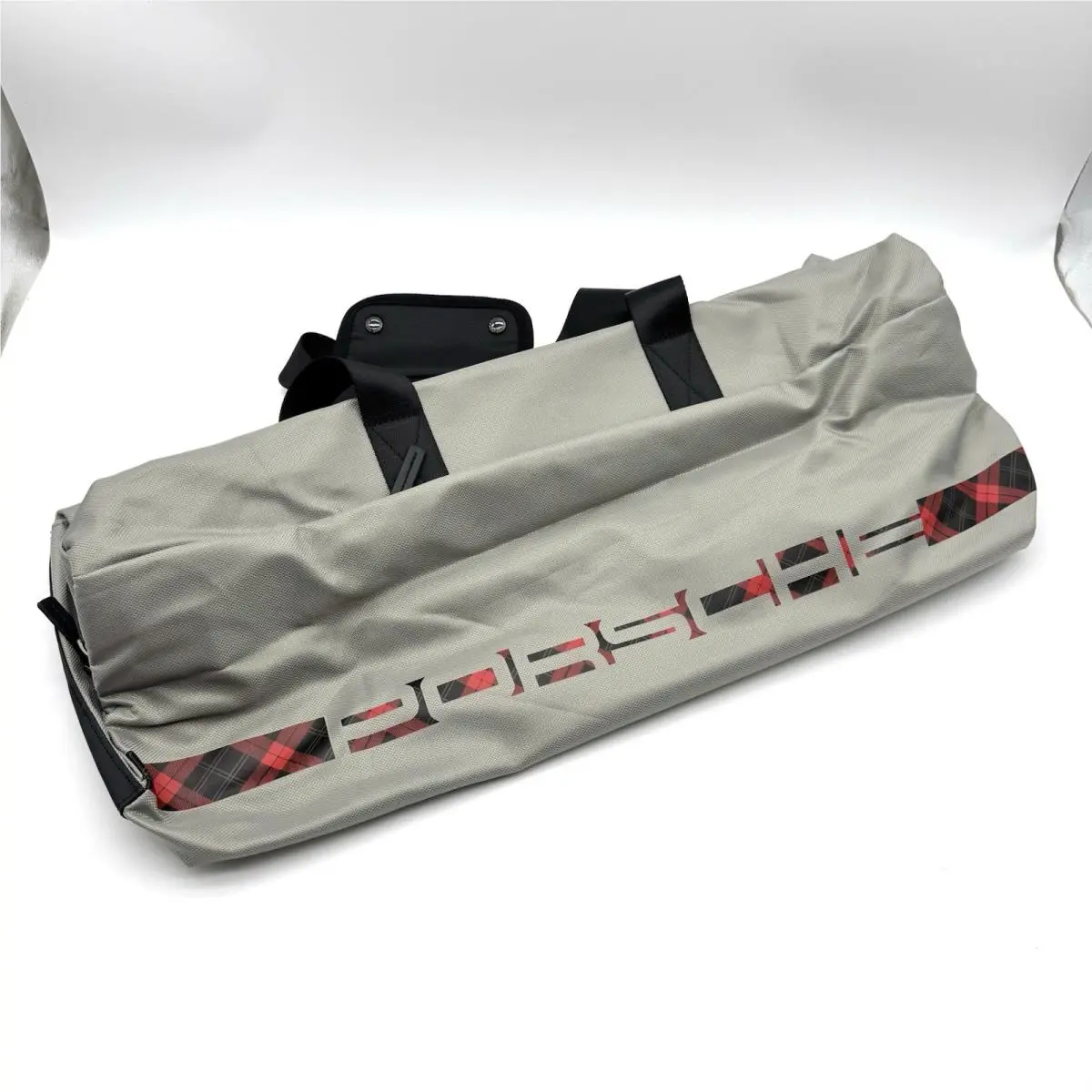 Porsche Gray Duffel Bag w/ Shoulder Strap Plaid Interior Oem Style