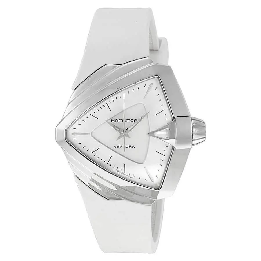 Hamilton Ventura Silver Dial White Rubber Ladies Watch H24251391