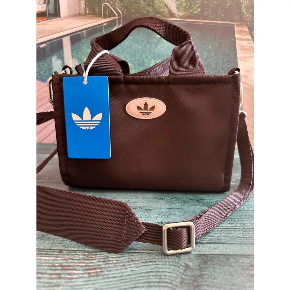 BN Adidas Micro Mini Tote Crossbody JL4075 Aurora Coffee Brown