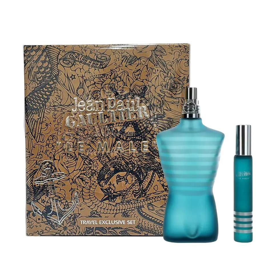 Jean Paul Gaultier Jpg Le Male For Men Set: 4.2 oz Eau de Toilette Spray + 0.68 oz Travel Spray