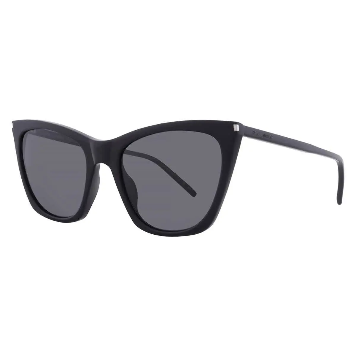 Saint Laurent Grey Cat Eye Ladies Sunglasses SL 214 Kate Thin 001 55 - Black, Frame: Black, Lens: Grey