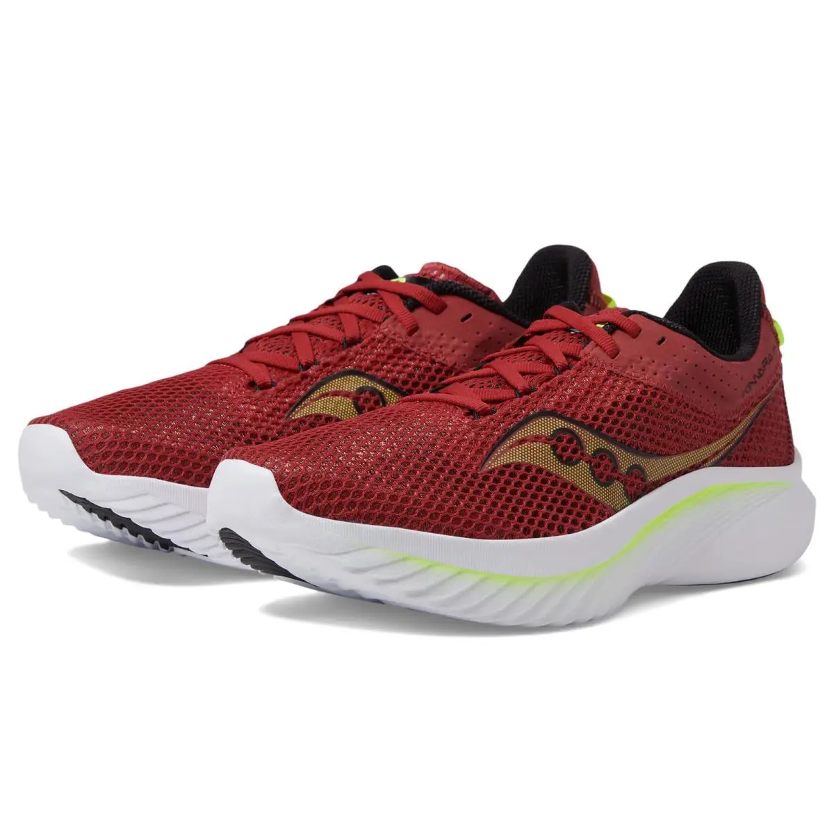 Saucony Men`s Kinvara 14 White / Poppy Red / Yellow Size 11 - White/Red/Yellow