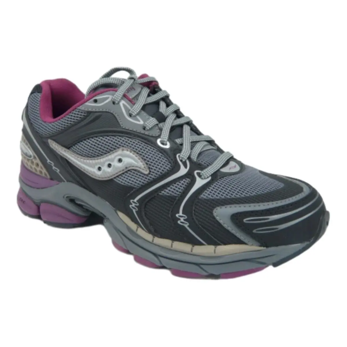 Saucony Men`s Progrid Triumph 4 Dark Grey/ Plum Men`s 6.5 / Womens 8 - Dark Grey / Plum