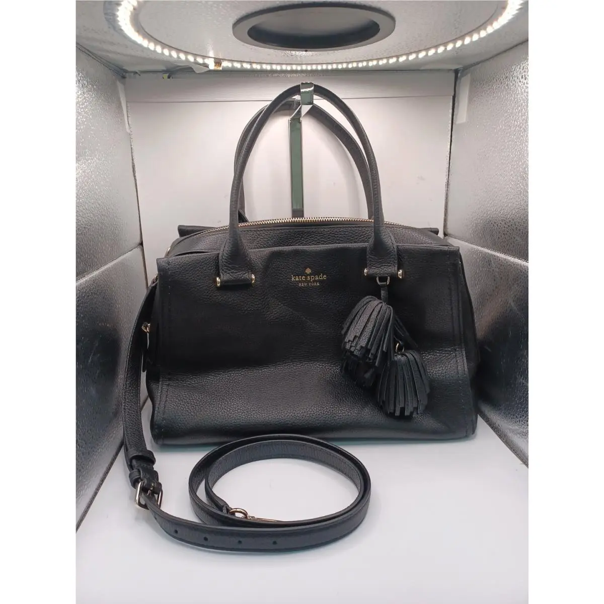 New Kate Spade Large Pebble Leather Maryam Palmer Drive Satchel-black