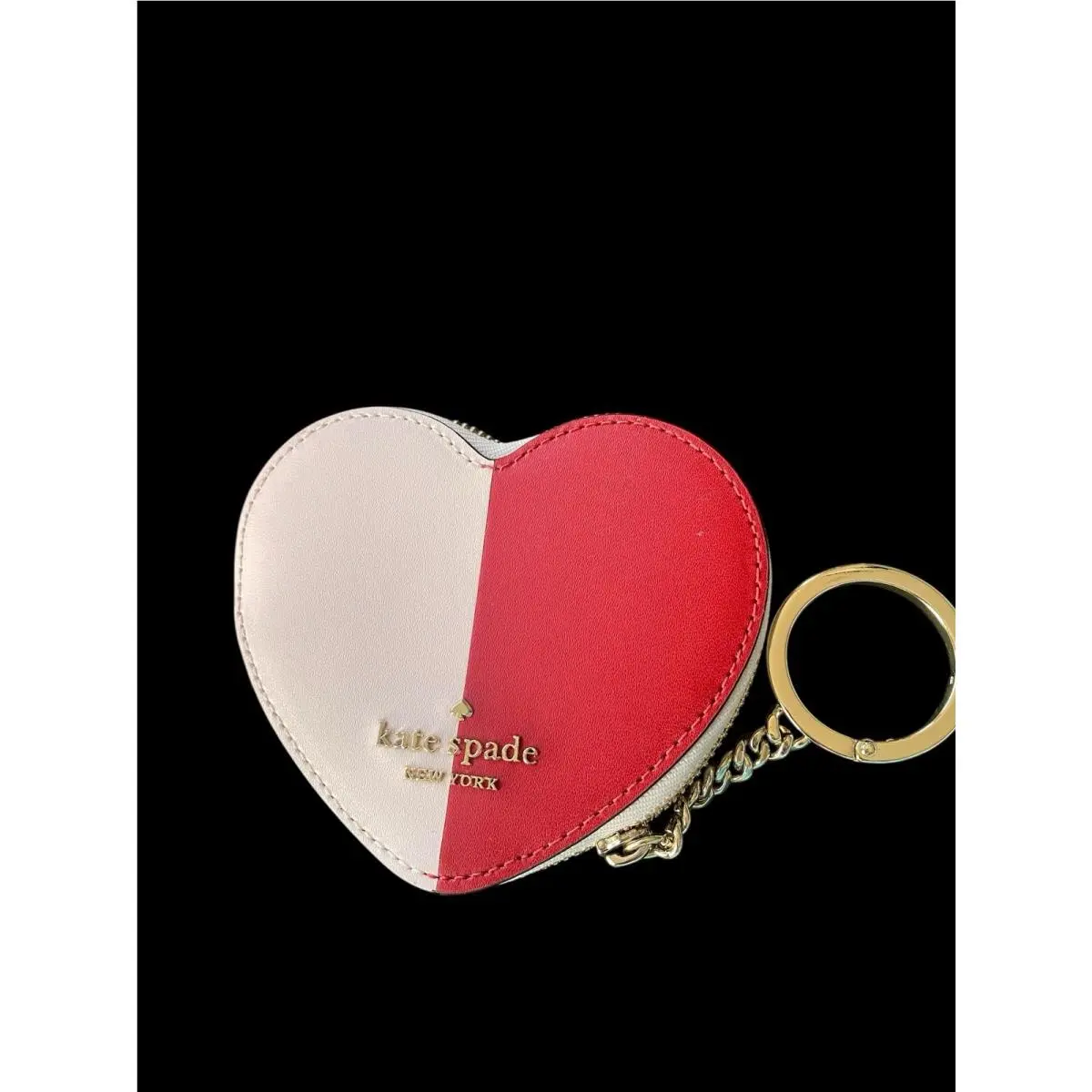 New Kate Spade Love Shack Heart Coin Purse with Keychain Pink Multi