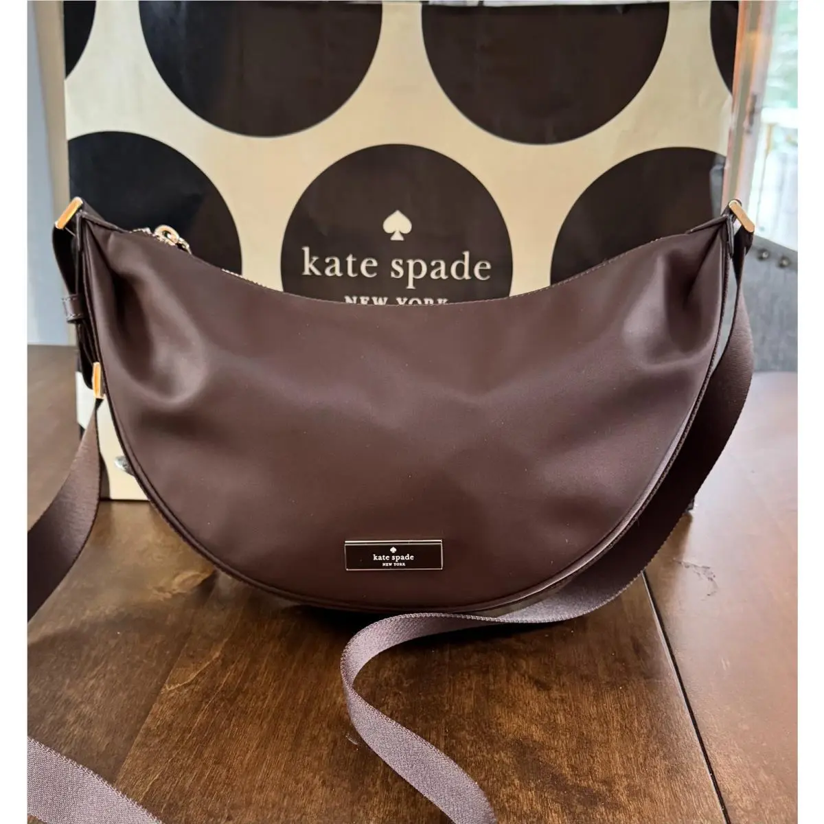Kate Spade Carter Nylon Medium Sling Bag In Hot Fudge