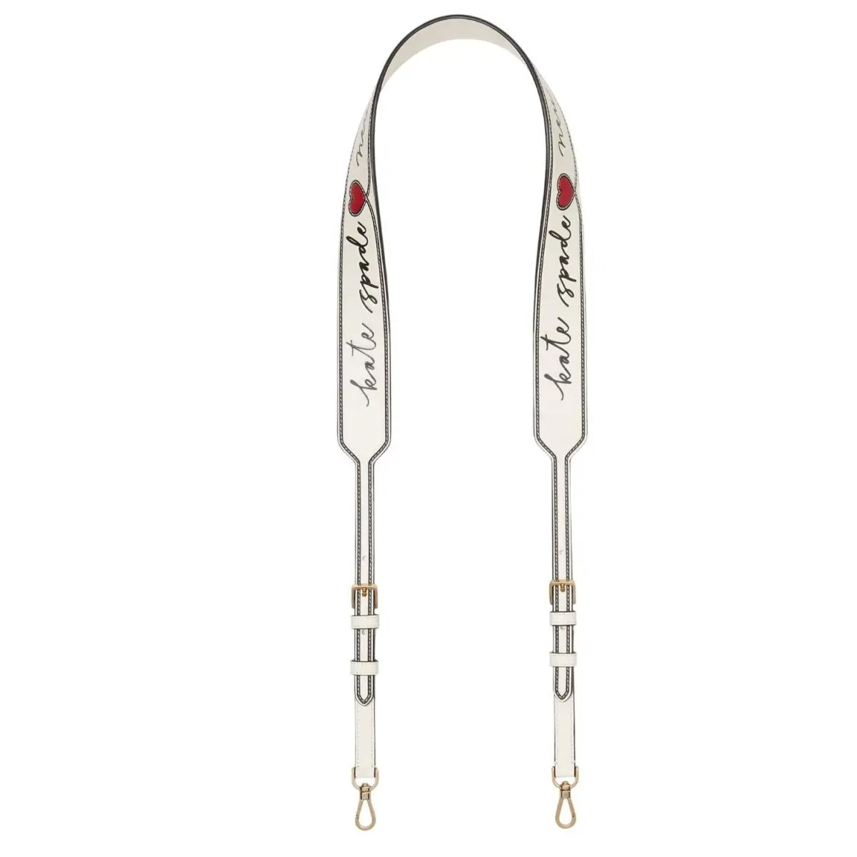 Kate Spade Script Logo Heart Leather Bag Strap Meringue Multi