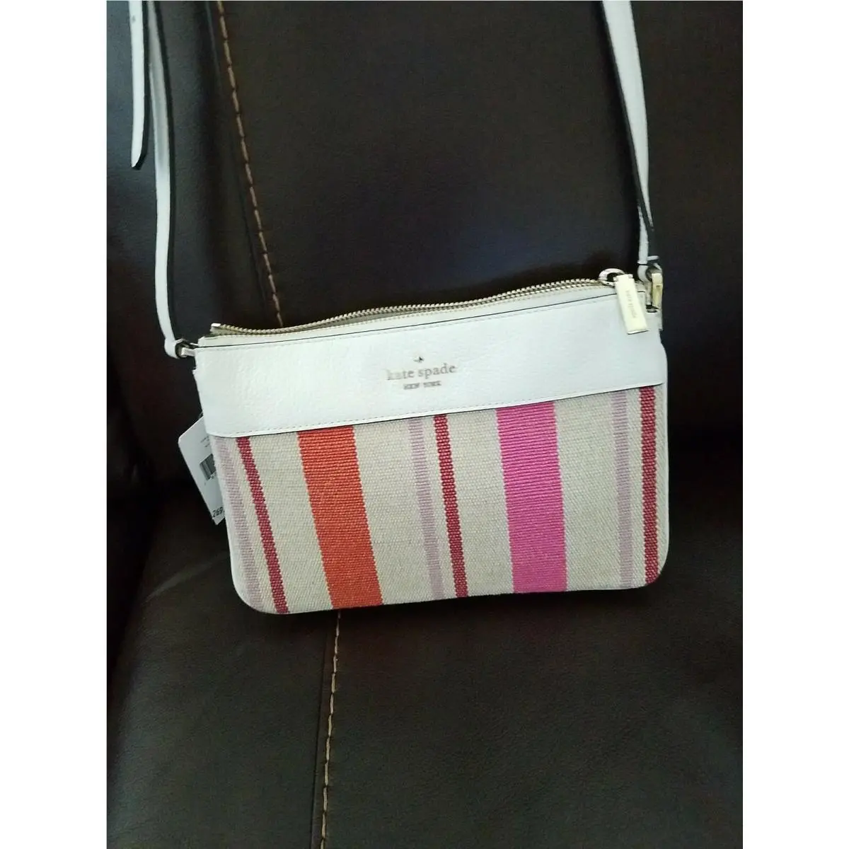 Kate Spade Leila Striped Canvas Triple Gusset Crossbody BAG/MULTI/NWT/279