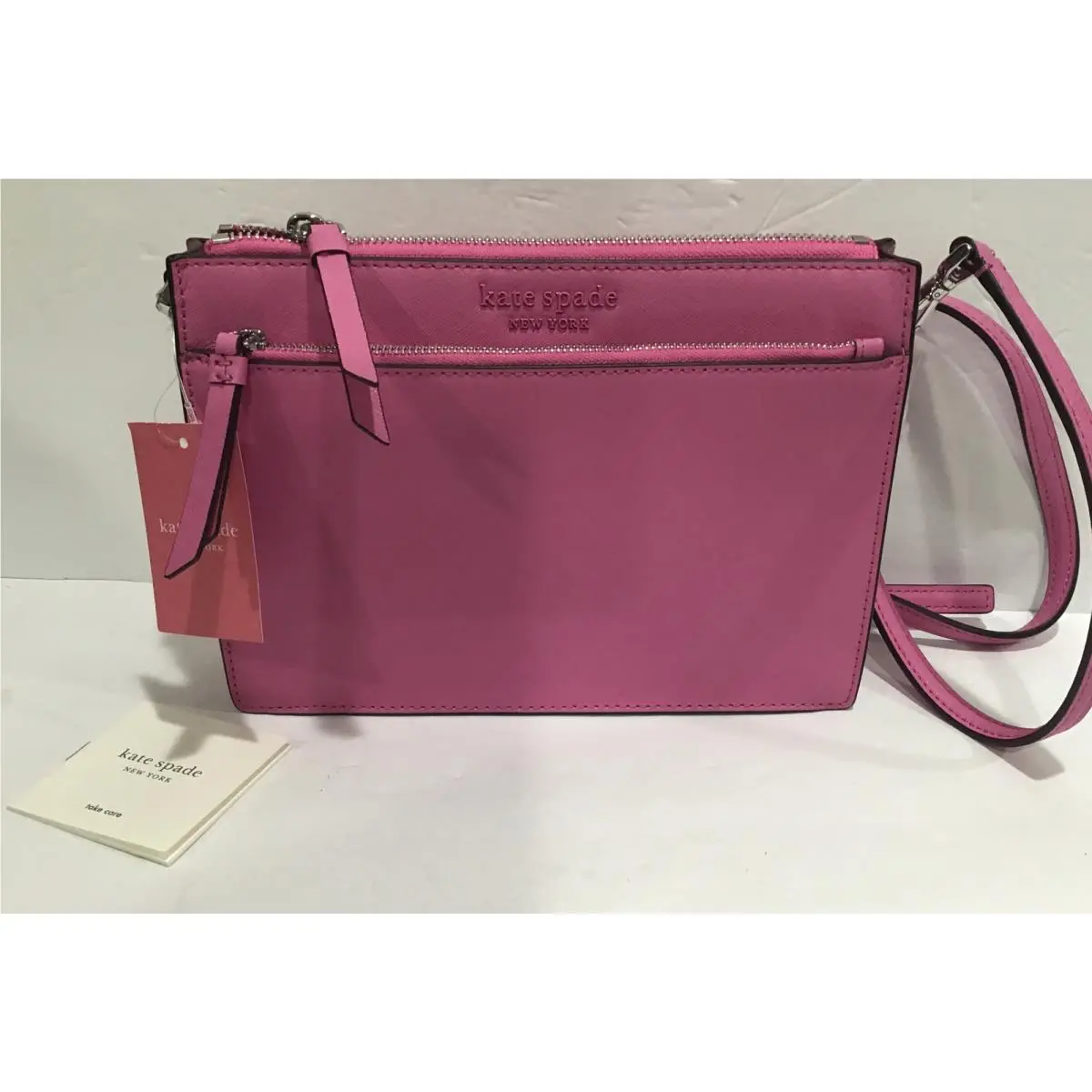 Kate Spade Cameron Monotone Zip Crossbody Detachable Strap Bright Peony Pink