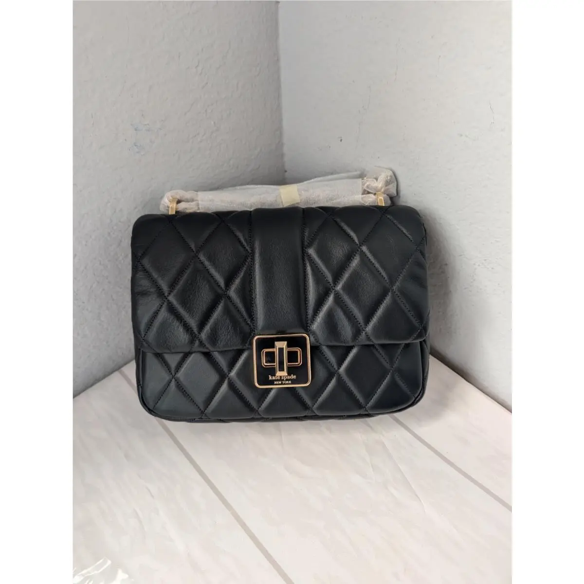Kate Spade Carey Quilted Small Leather Flap Shoulder Bag Crossbody Black