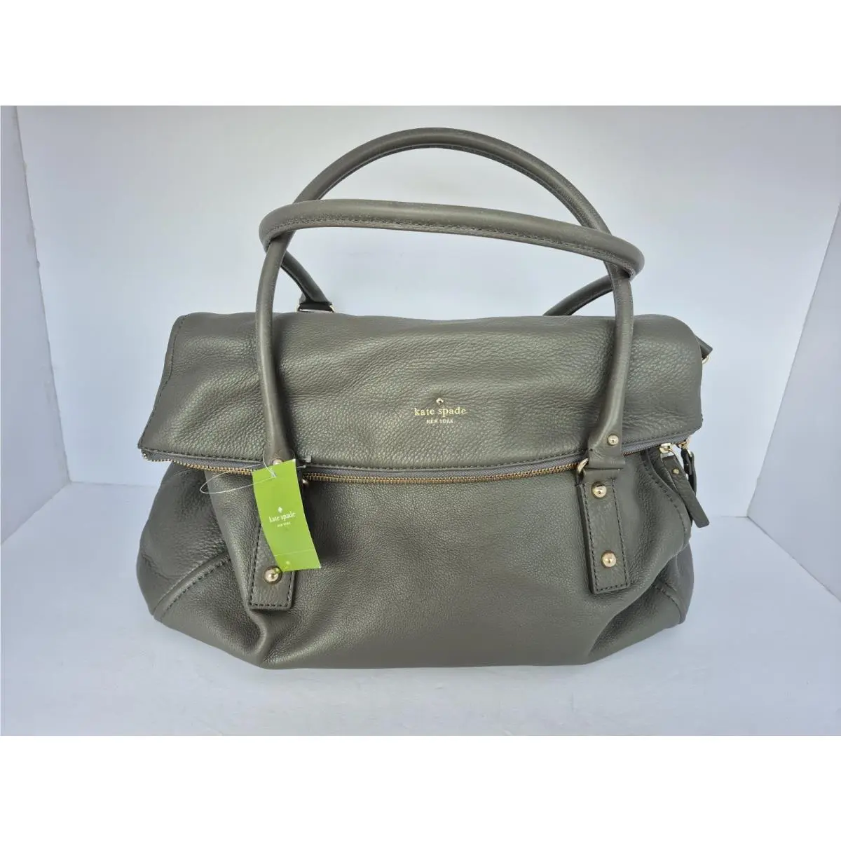 Kate Spade Cobble Hill Travel Leslie Leather Satchel Bag Storm Gray