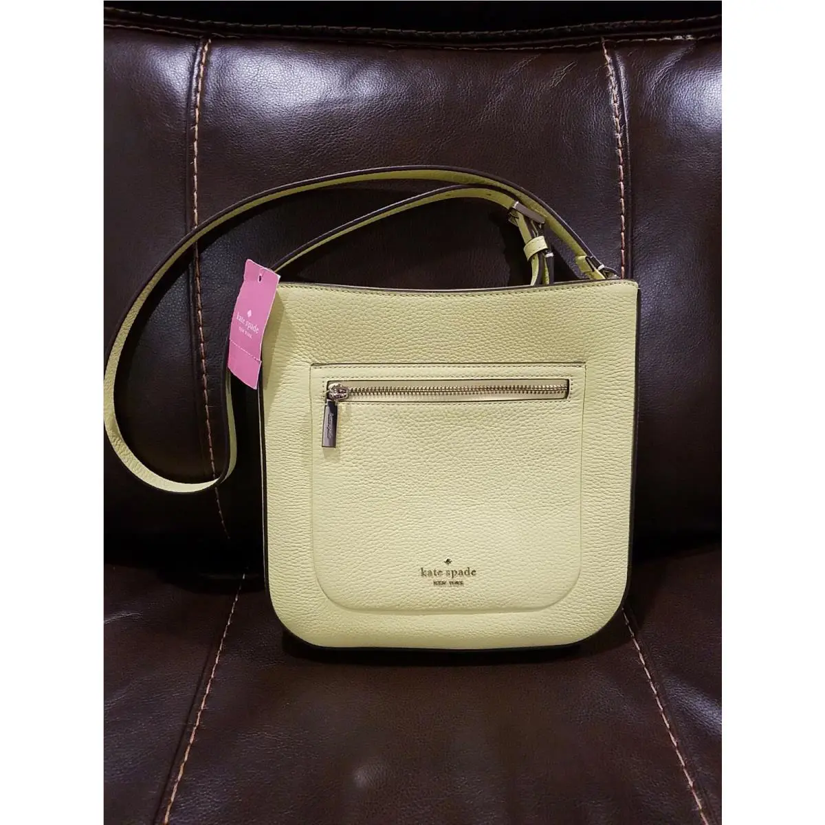 Kate Spade New York Leila Leather Top Zip Crossbody Frosty Lime Rare Color