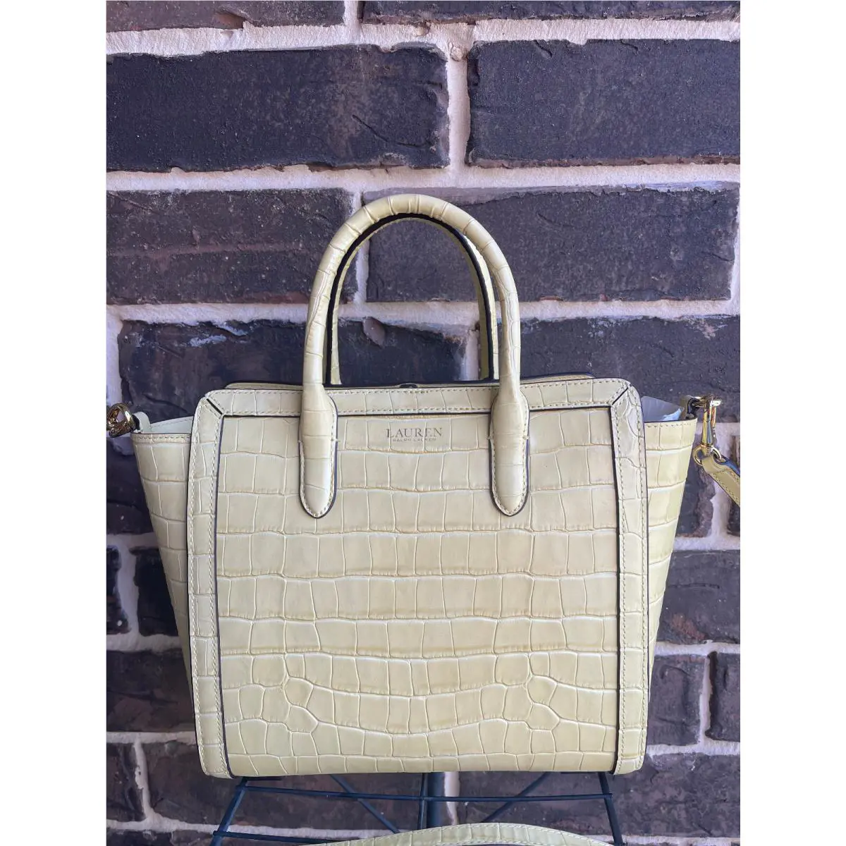 Ralph Lauren Tyler Tote Spring Yellow Croc Leather