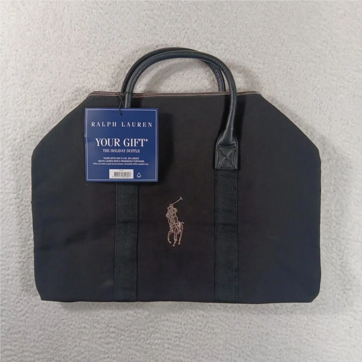 Ralph Lauren Bag Mens Black Canvas Fragrance Duffle Weekend Overnight