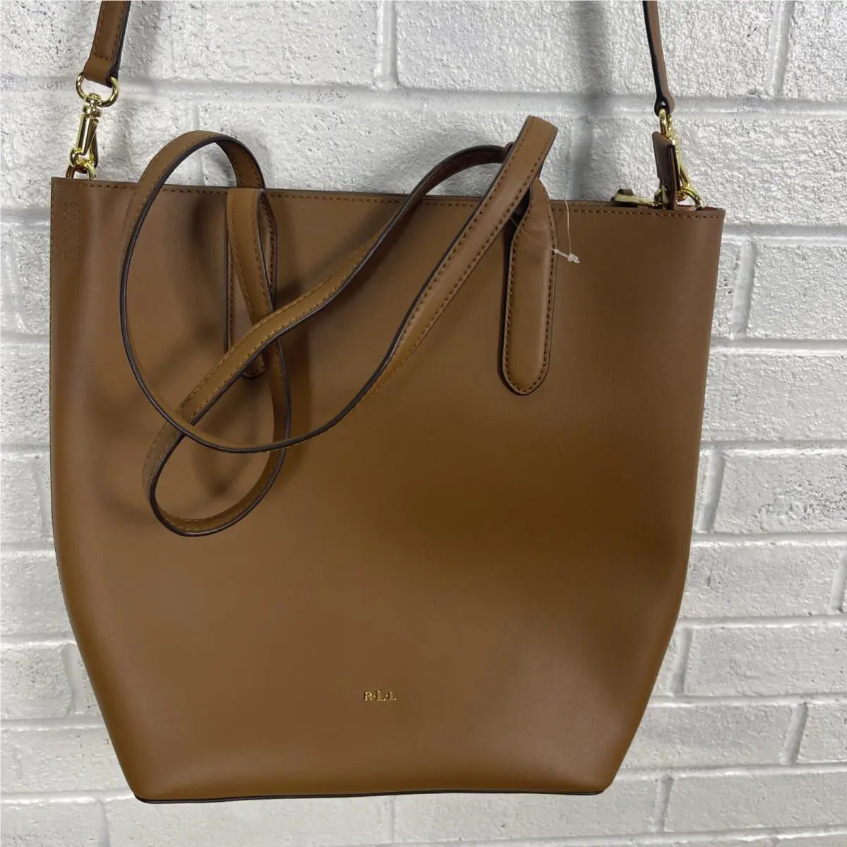 Lauren Ralph Lauren Dryden Alexis Tote Purse Brown Leather Classic Quiet Luxury