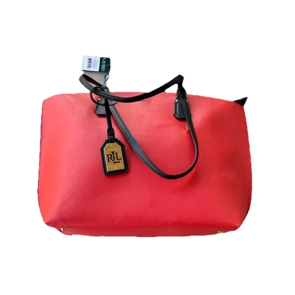 Ralph Lauren Lauderdale Tanner Tote Bag Cayenne Double Handle Pocket