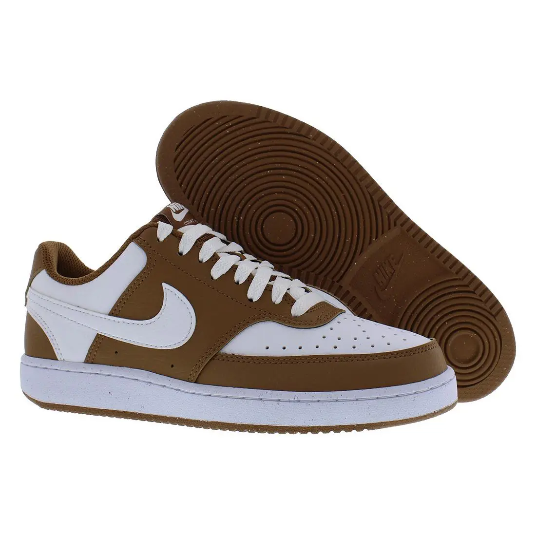 Nike Court Vision Low Next Nature Leather Womens Shoes Size 7.5 Color: Light - Light British Tan/White, Main: Brown