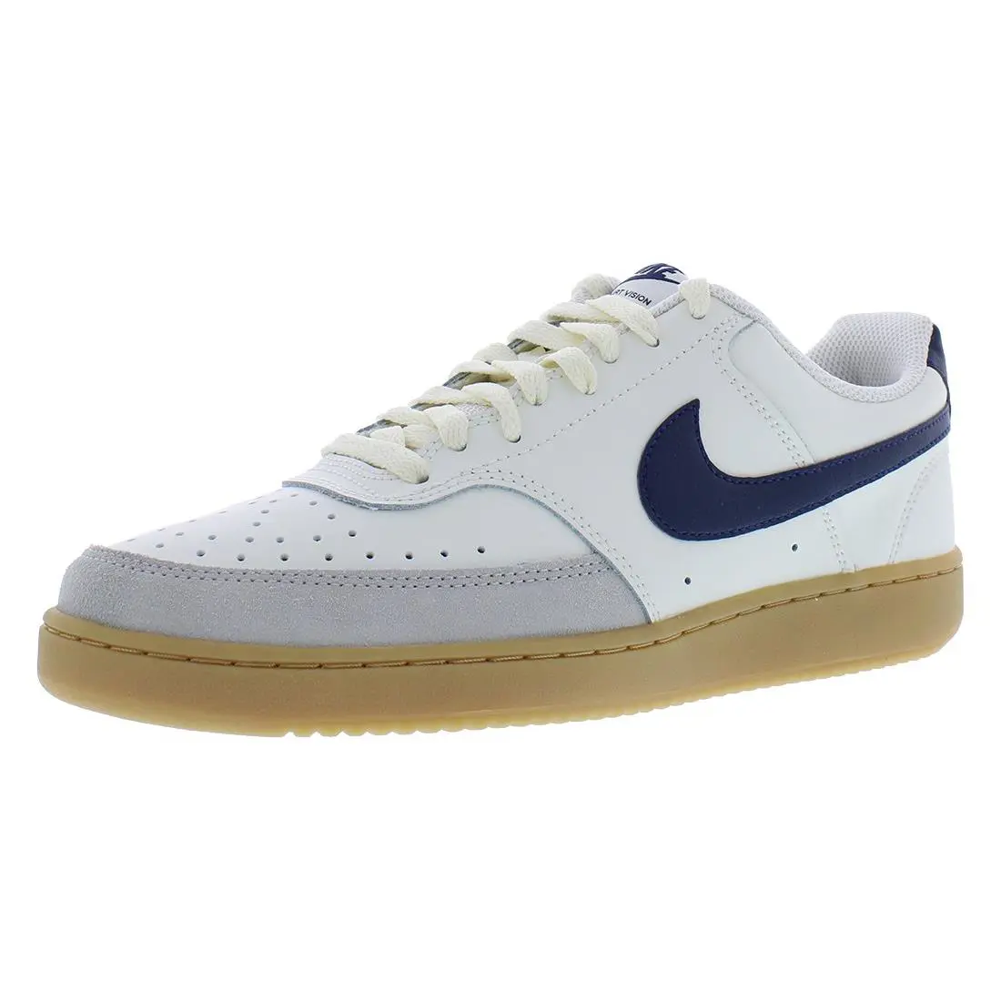 Nike Court Vision Low Leather Unisex Shoes - Sail/Midnight Navy, Main: White