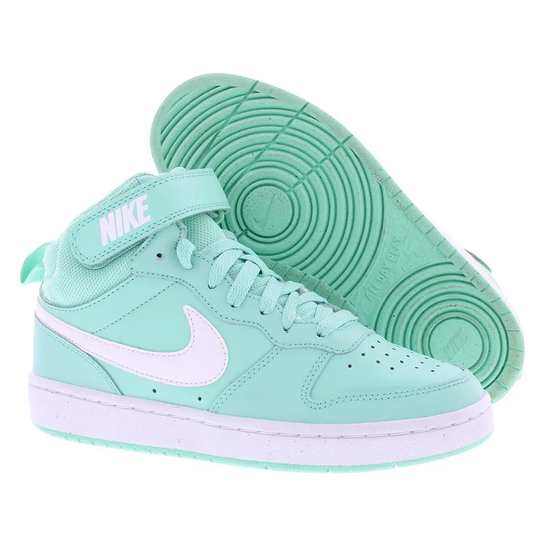 Nike Court Borough Mid 2 Leather GS Boys Shoes Size 4.5 Color: Emerald - Emerald Rise/White, Main: Green