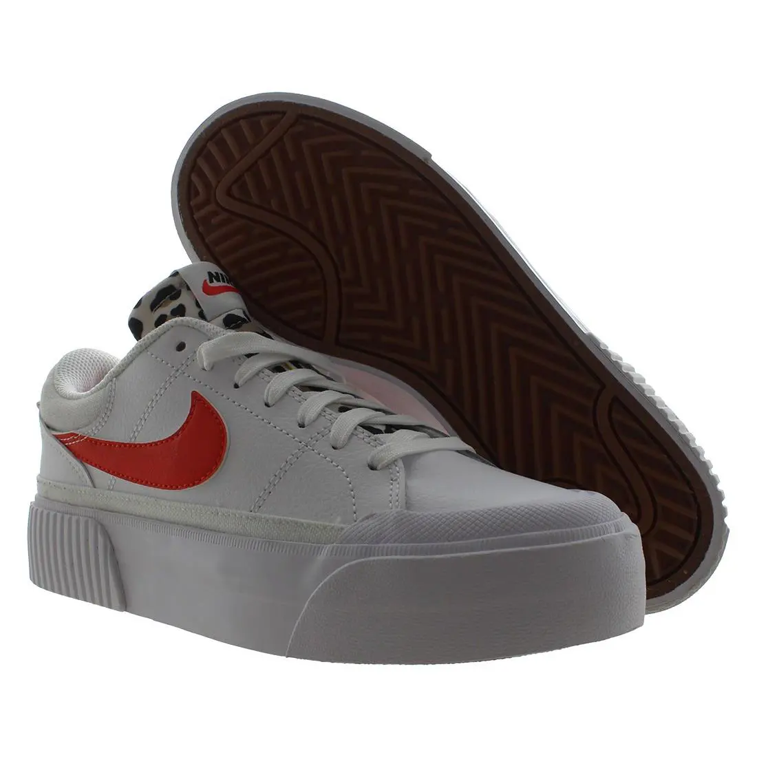 Nike Court Legacy Lift Leather Womens Shoes - White/Team Orange/Rattan/Black, Main: White
