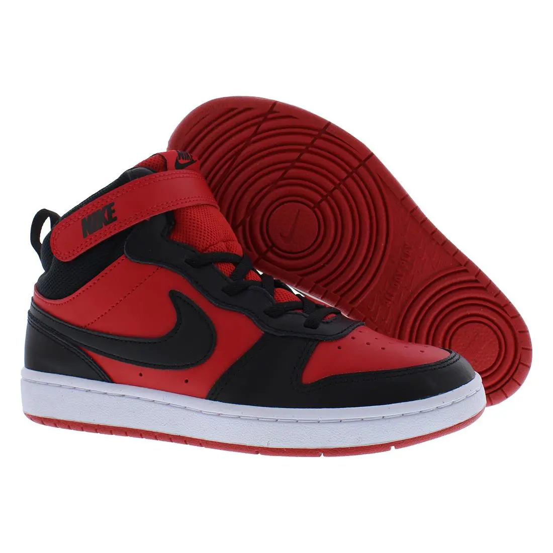 Nike Court Borough Mid 2 Leather PS Boys Shoes - University Red/Black/White, Main: Red