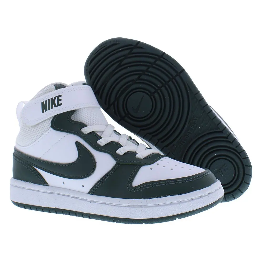 Nike Court Borough Mid 2 Leather PS Boys Shoes Size 10.5 Color: White/vintage - White/Vintage Green, Main: Green
