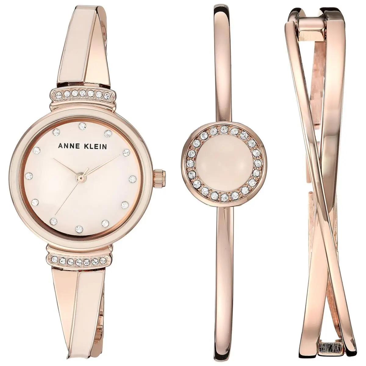 Women`s AK/3292LPST Premium Crystal Accented Rose Gold/pink by Anne Klein