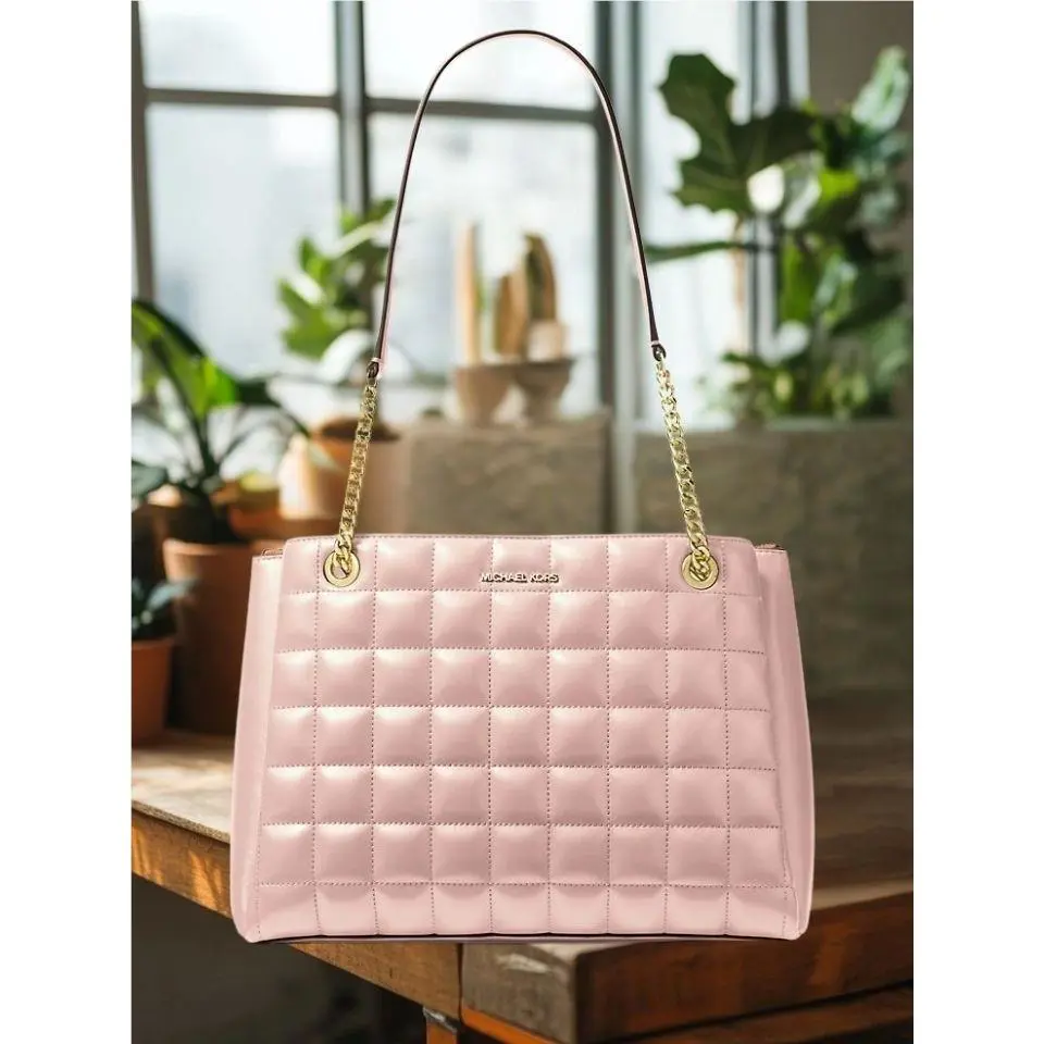 Michael Kors Women Soho Medium Quilted Shoulder Tote Bag Handbag Purse Shoulder