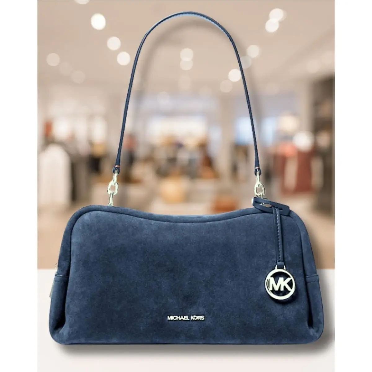 Cecily Women Medium Suede Shoulder Purse Handbag Variation NAVY by Michael Kors