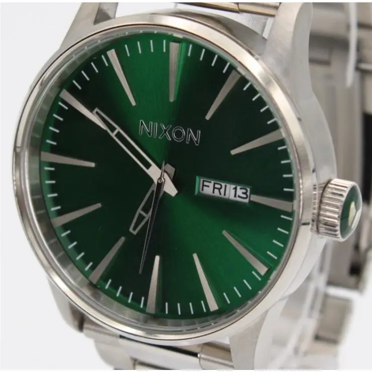 Nixon Sentry 42mm A356-1696 Stainless Steel Green Sunray Quartz